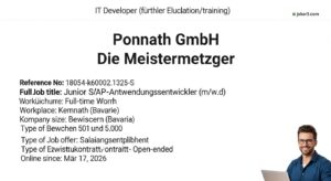 Junior SAP Application Developer Jobs 2026 — Ponnath GmbH Germany
